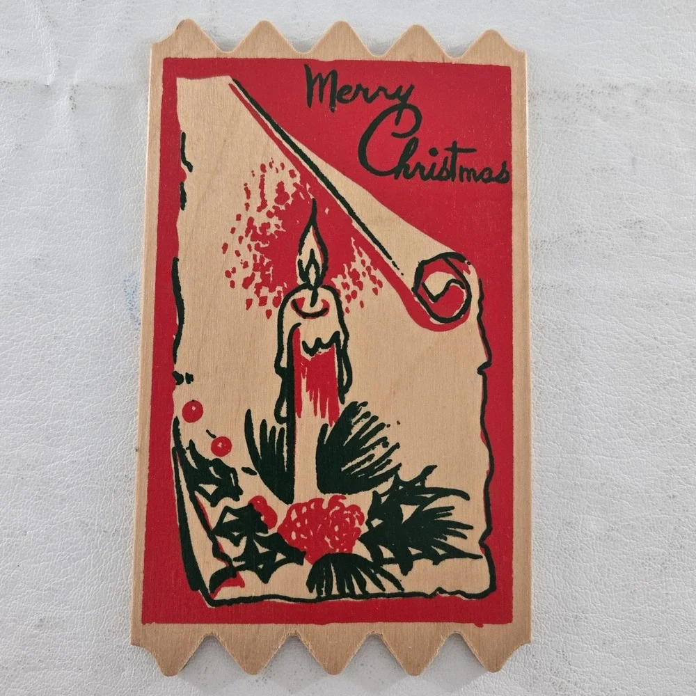 Merry Christmas Season's Greetings Wood Postcards Lot Of 5 New ATTCO-227 Holiday